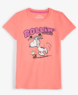 Epic Threads Little & Big Girls Rollin' With It Snoopy Graphic Short-Sleeve T-Shirt, Created for Macy's