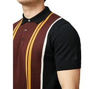 Ben Sherman Men's Regular-Fit Sweater-Knit Stripe Polo Shirt