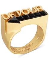 Kate Spade New York Gold-Tone Jet Cubic Zirconia Detour Statement Ring