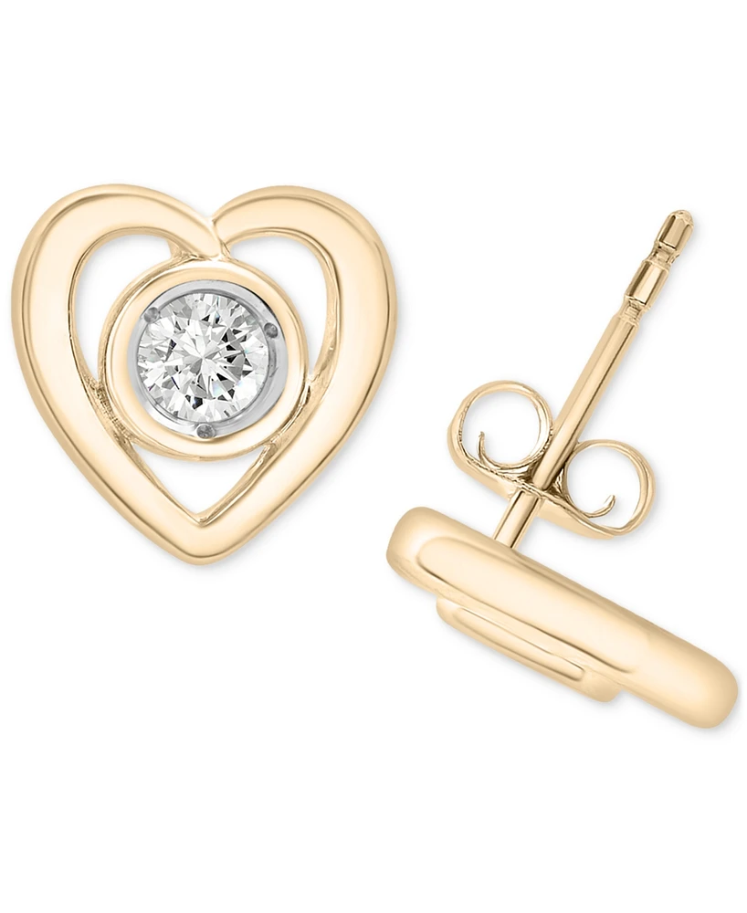 Wrapped Diamond Heart Stud Earrings (1/6 ct. t.w.) in 14k Gold, Created for Macy's