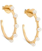 kate spade new york Gold-Tone Hint of Shimmer Imitation Pearl Small Hoop Earrings, 1"