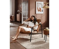 Accent Chair with Sleek Frame, 3 Section Fluffy Poly-Fiber-Filled Cushions