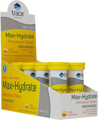 Trace Minerals Max-Hydrate Endurance | Effervescent Tablets | Energy Support | Replenishes Electrolytes & Helps Avoid Muscle Cramps and Muscle Fatigue