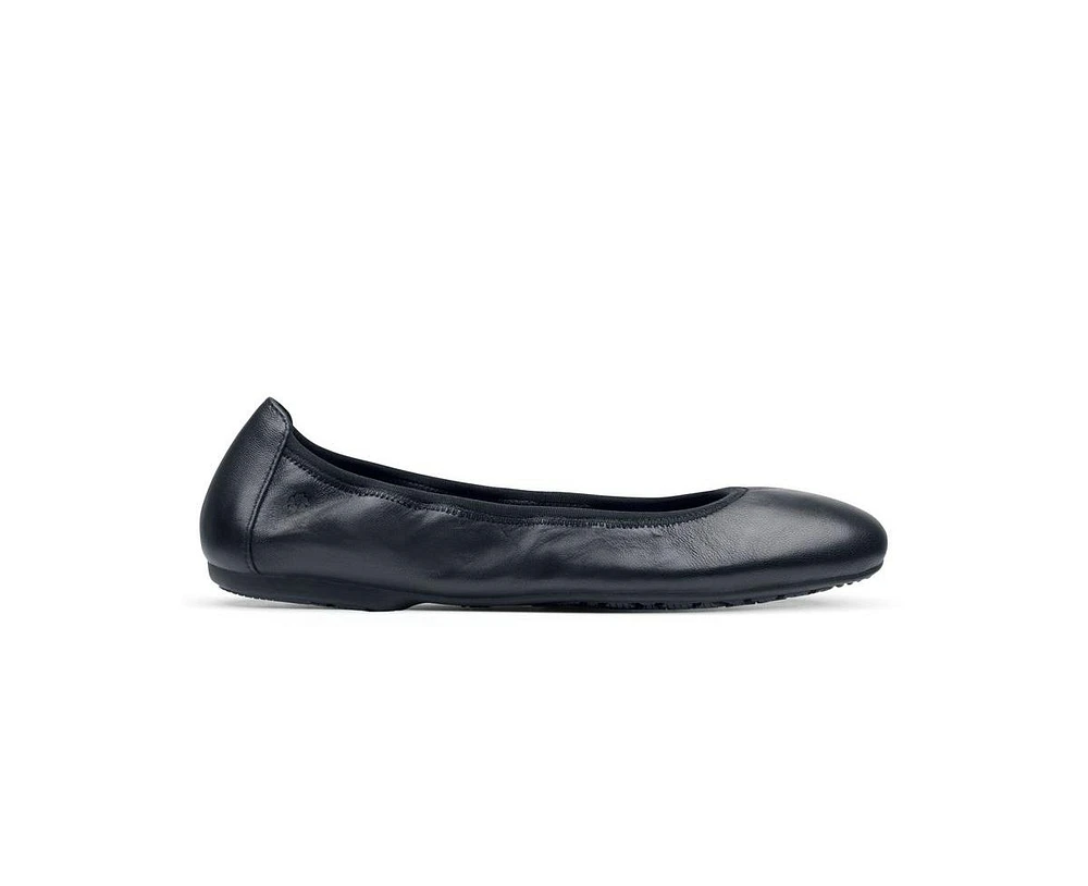 Shoes for Crews Lila Ina, Women's Work Ballet Flats, Slip Resistant, Lightweight, Black, 6.5