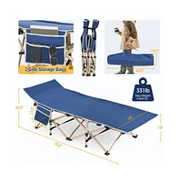 Yaheetech Folding Camping Bed Navy Blue