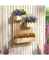 Costway Wall Mounted Garden Planter with 3 Planter Boxes Drainage Holes Non-woven Liners