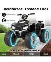 Costway 24V Kids Ride-On Electric Atv 4-Wheeler Quad Car with Wireless Connection