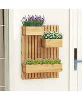 Costway Wall Mounted Garden Planter with 3 Planter Boxes Drainage Holes Non-woven Liners