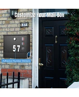 Yescom Large Wall Mount Steel Mail Box Lockable Letterbox w/ Door & 2 Keys Home Security Outdoor