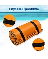 Costway 3-Layer Tear-Resistant Foam Floating Pad Island Water Sports Relaxing Orange