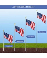 Yescom Bravery 20Ft Eagle Topper Sectional Flag Pole Kit Aluminum Outside Inground Yard Garden with 3'x5' Usa Black