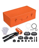 Yescom 15 Ton Hydraulic Knockout Punch Kit with 1/2" to 4" 10-Die Steel Case Heavy Duty Conduit Hole Digger Cutter Set