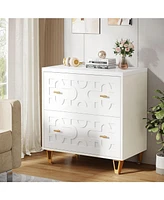 Tribesigns 2-Drawer Lateral File Cabinet, Modern White Filing Cabinet for Legal/Letter/A4 Size, Large Storage Printer Stand Home Of