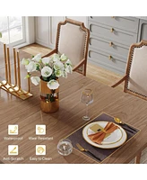 Tribesigns Dining Table for 4-6 People, 63" L x 31.5" W Modern Rectangular Kitchen Table with Thick Wooden Pedestal Base, Wood Dinner Table Kitchen &