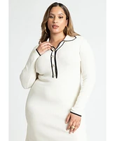 Eloquii Plus Ribbed Sweater Dress With Collar