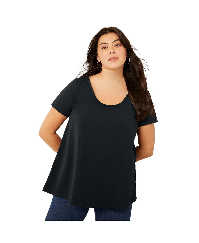 June + Vie Plus Short-Sleeve Swing One Only Tunic