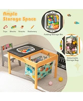 Sugift 3-in-1 Kids Sand Water Activity Table with Foldable Storage Bin