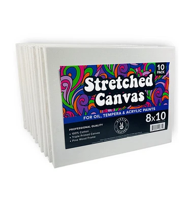 Hippie Crafter 10Pk Stretched Canvas for Painting 8x10