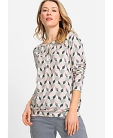 Olsen Women's Long Sleeve Retro Print T-Shirt