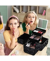 Byootique Makeup Train Case Cosmetic Organizer w/ Mirror Classic Black Artist