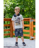 Monster Jam Toddler Boys Son-uva Digger Zombie Grave Cosplay T-Shirt and Mesh Shorts Outfit Set to