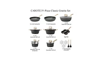 Carote 11 Pcs Pots and Pans Set Non Stick, Cookware Sets Induction Cookware Granite Cooking Set with Frying Pans, Saucepans, Saute Pan, Casserole, Cla