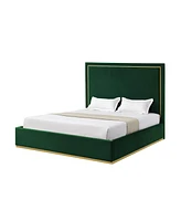 Inspired Home Aksel Velvet Platform Bed Queen Size