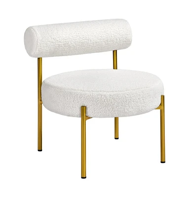 Yaheetech Boucle Accent Chair Side Chair with Gold Metal Legs