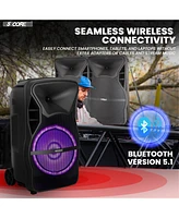 5 Core 12 Inch Tws Pair Bluetooth Party Speakers 500 Watt Portable Karaoke Pa System Rechargeable Loud Speaker + Tripod Stand & 2x Wireless Mics Led L
