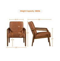 Yaheetech Mid-Century Faux Leather Upholstered Accent Chair Dark Brown