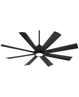 Casa Vieja 54" Inspirit Modern Indoor Outdoor Ceiling Fan 8 Blade Led Light Remote Control Matte Black Finish Blades Bedroom Patio Living Room Kitchen