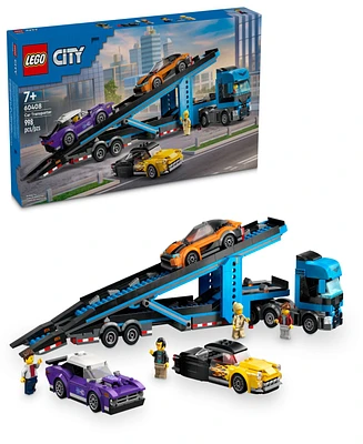 Lego City Car Transporter Truck with Sports Cars Kids Gift Idea 60408 Building Set, 998 Pieces