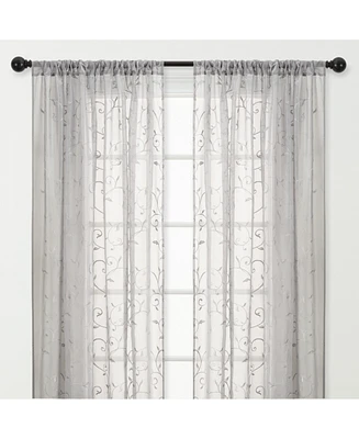 Chanasya Premium Embroidered Swirl Vine Curtains - Sheer Curtains for Living Room, Bedroom, Kitchen - 52" x 84" - Sage, 2 Panels