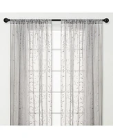 Chanasya Premium Embroidered Swirl Vine Curtains - Sheer Curtains for Living Room, Bedroom, Kitchen - 52" x 84" - Sage, 2 Panels