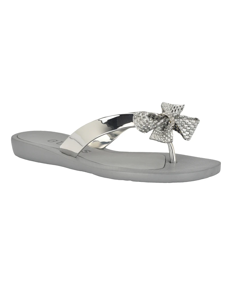 Guess Women's Tata Eva Fashion Bow Detail Flip Flop Sandals