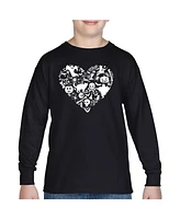 La Pop Art Boys Halloween Heart Word Long Sleeve T-Shirt