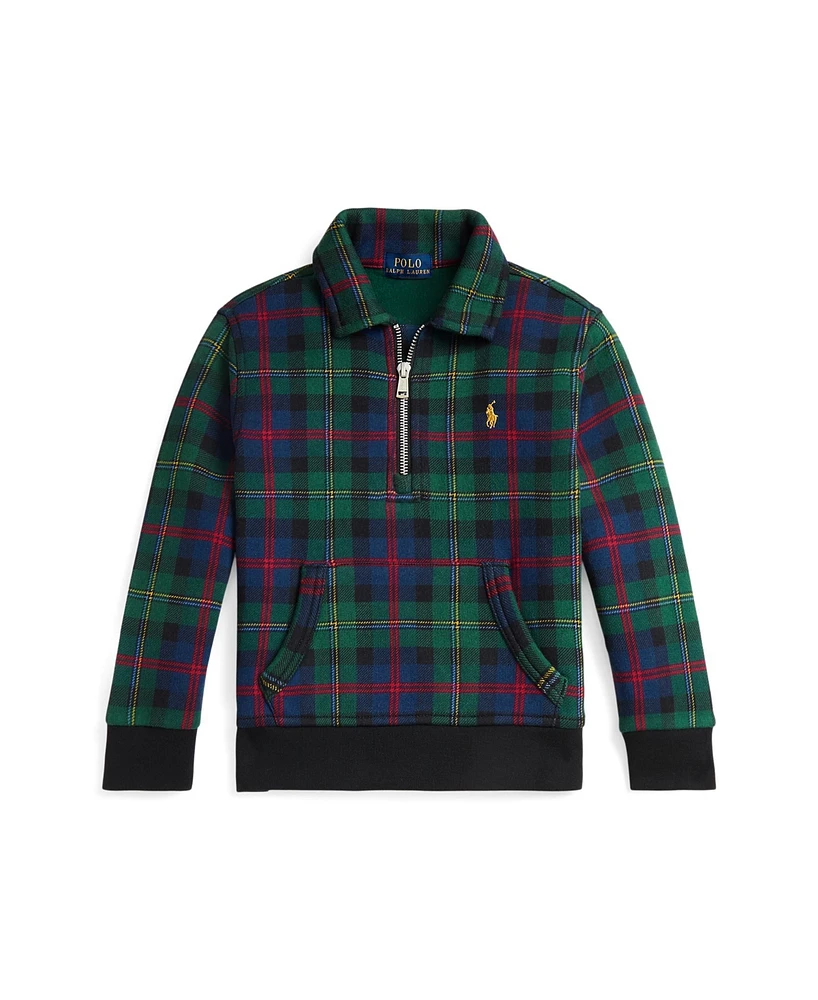 Polo Ralph Lauren Toddler and Little Boys Plaid Fleece Collared Sweatshirt