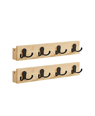 Slickblue Set of 2 Coat Racks Wall Mount with 8 Double Metal Hooks