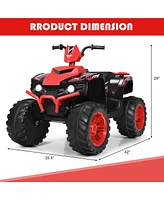 Gymax 12V Electric Kids Ride On Car Atv 4-Wheeler Quad w/ Music Led Light