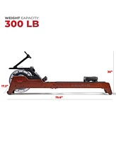 Sunny Health & Fitness Elite Wooden Water Rowing Machine with Vertical Tank, Sustainable Rubberwood & Exclusive SunnyFit App Enhanced Bluetooth Connec