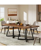 Tribesigns Square Dining Table for 4, 31.5" Industrial Dinner Table with Metal Base, Wood Kitchen Table for Dining Room, Small Space, Apartment