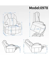 Mondawe Brown Up to 350lbs Okin Motor Power Lift Recliner Chair Two Cup Holders and Usb Charge Port