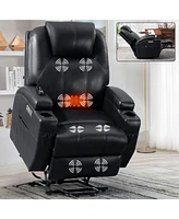 Mondawe Brown Up to 350lbs Okin Motor Power Lift Recliner Chair Two Cup Holders and Usb Charge Port