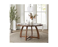 Hulala Home Mid-century Modern Loredana 54" Solid Wood Round Dining Table