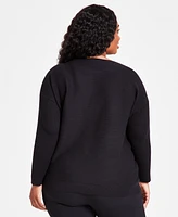 Jm Collection Plus Size Sequin-Stripe Boat-Neck Sweater, Created for Macy's