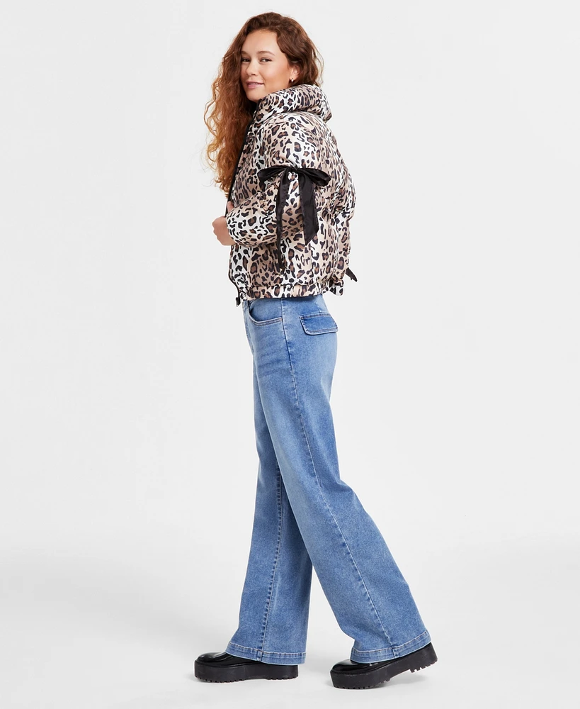 Tinseltown Juniors' Wide-Leg Cozy Denim Pants
