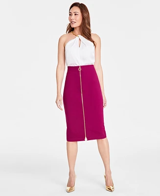 I.n.c. International Concepts Women's Ponte Zip-Front Pencil Skirt, Created for Macy's