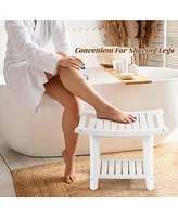 Sugift Heavy Duty Waterproof Bath Stool with Curved Seat and Storage Shelf