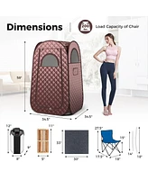 Sugift Full-Body Personal Sauna Tent with 1000W 3L Steam Generator-Coffee