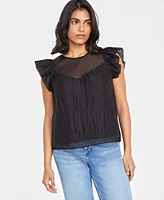 On 34th Women's Illusion-Yoke Ruffled Cap-Sleeve Top, Created for Macy's